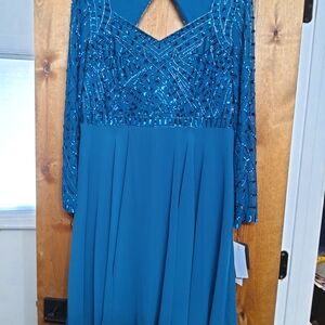 Elegant Teal Sequin Dress
